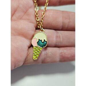 **Last Chance!! Final Sale** Gold tone ice cream pendant necklace